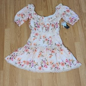 Guess Floral Mini Dress - Pink and White
